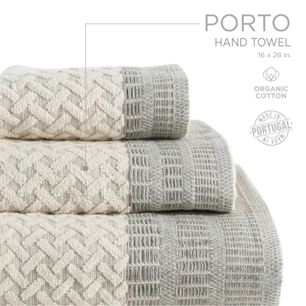 Porto Hand Towel - Grey- Natural