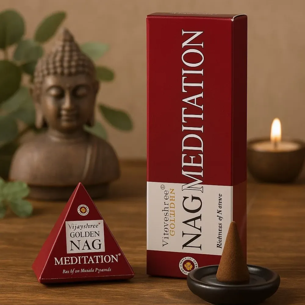 Konusi tamjana za meditaciju s povratnim dimom Jumbo 42g Zlatni Nag