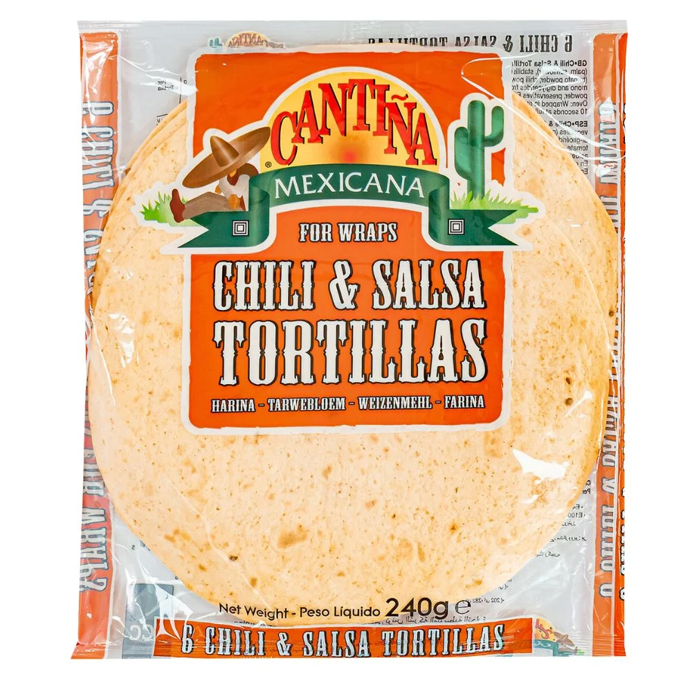 Cantina Mexicana Chili & Salsa Tortillas, 6 tortilja s okusom čilija i salse od 240g
