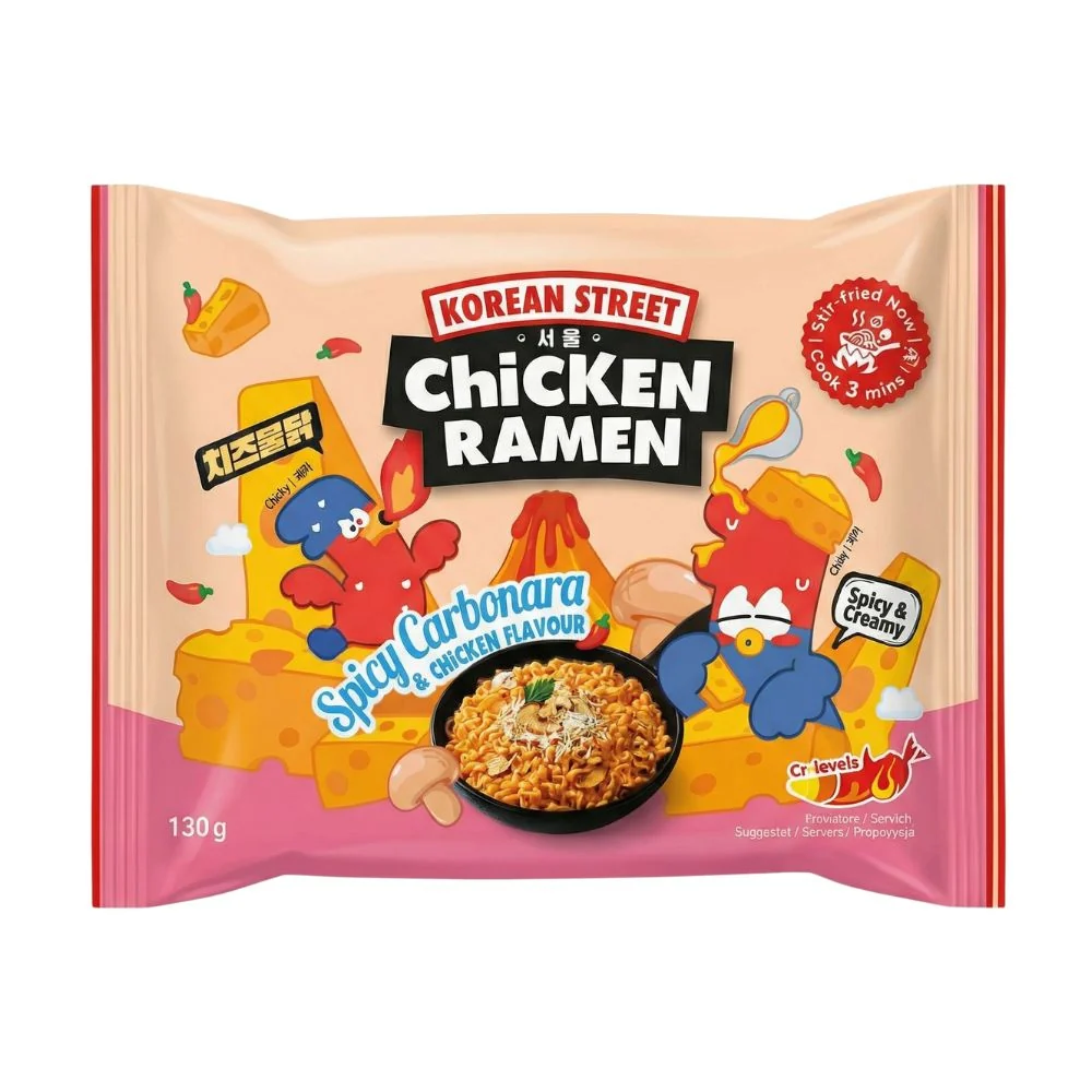 Korejski ulični ljuti Carbonara, pikantni rezanci okusa carbonare od 130 g