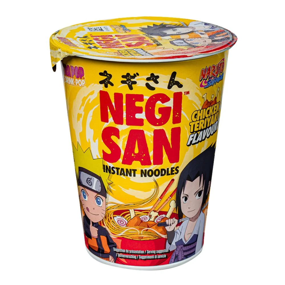 Naruto Ultra Pop Instant Noodles Piletina Teriyaki Okus Naruta i Sasukea, rezanci s okusom piletine od 65g
