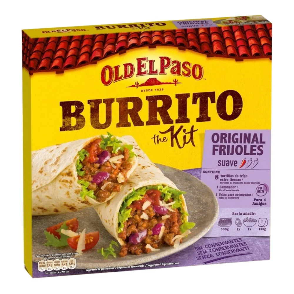 Old El Paso Burrito Kit, tortilje s umakom od rajčice i mješavinom začina za burrito od 510g