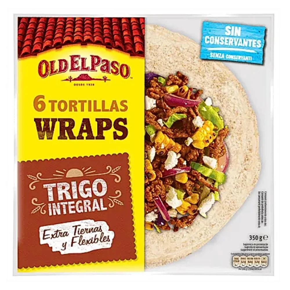 Old El Paso integralne tortilje od cjelovitog pšeničnog brašna, 6 integralnih tortilja od 350g