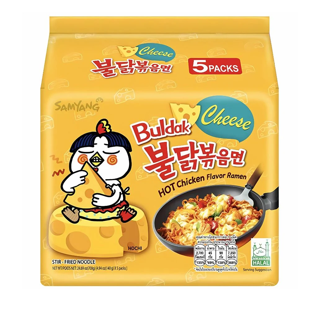 5x Samyang Buldak Hot Chicken Flavor Ramen Cheese, pikantna pileć ramen juha sa sirom od 140g