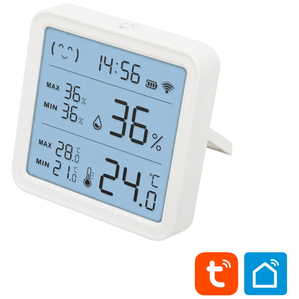 home Pametni mjerač temperature i vlažnosti, LCD, sat - HSTHC