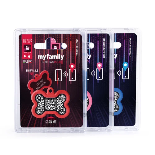 MYFAMILY Hushtag Plus QR CODE Pločica za graviranje Kost, aluminij, crvena guma