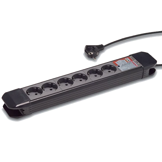 Famatel Produžni kabel 6 utičnica, 1.5m, prekidač, crni, 1.5mm² - 23612