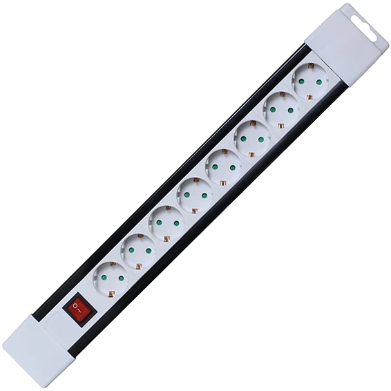 home Produžni kabel, 8 utičnica, prekidač, 1,0mm², 2 met, bijeli - PNV 08K/WH