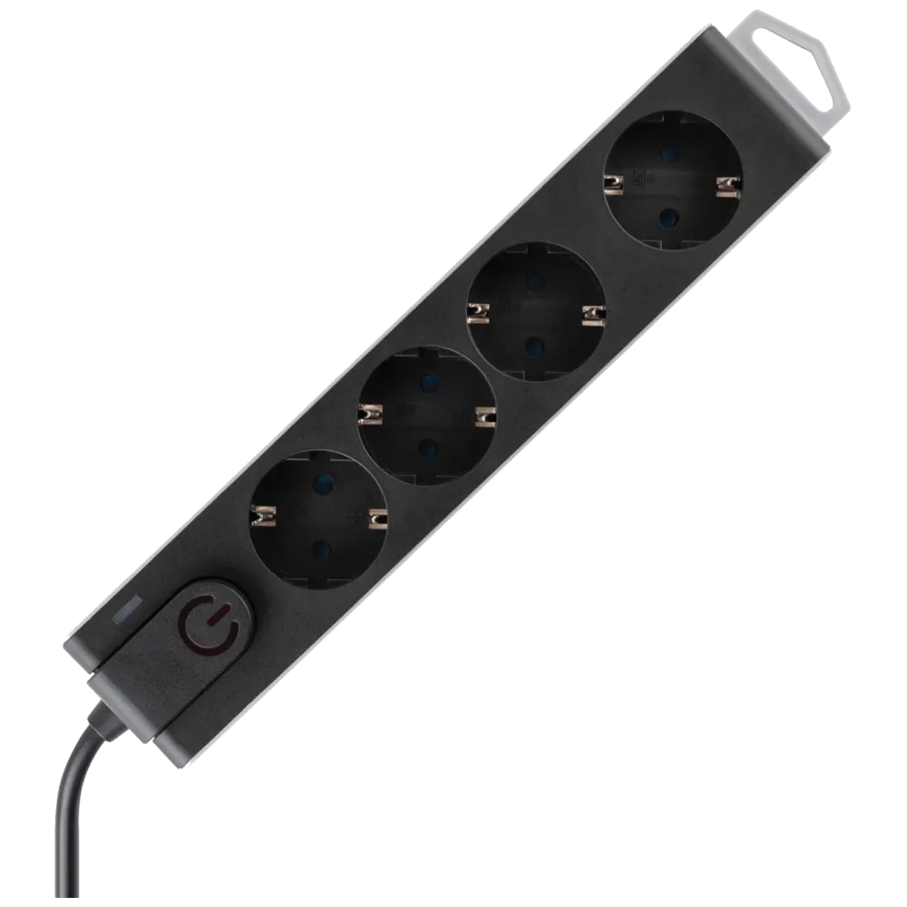 home Produžni kabel sa zaštitom, 4 utičnica, 1.0 mm², 1.5 met - NVT 4K/BK