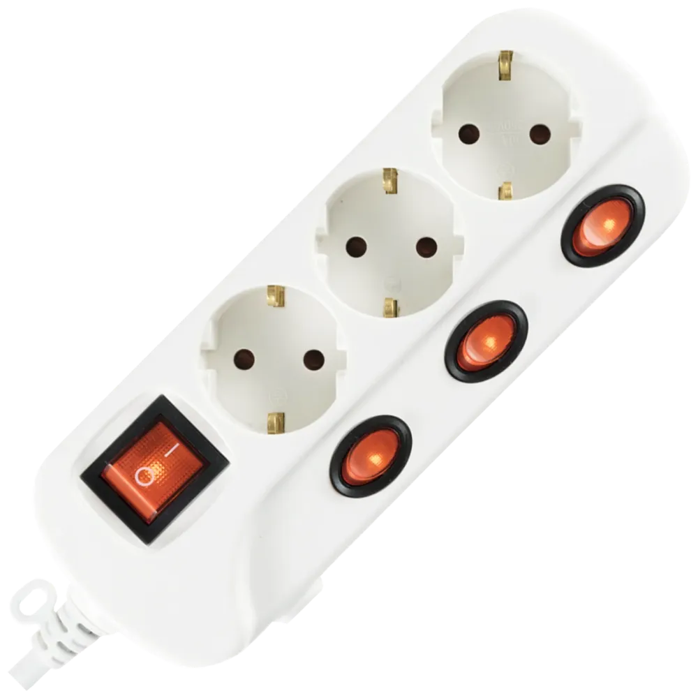 home Produžni kabel sa zaštitom, 3 utičnice, 1.0mm², 1.5 met - NVK 03K/WH