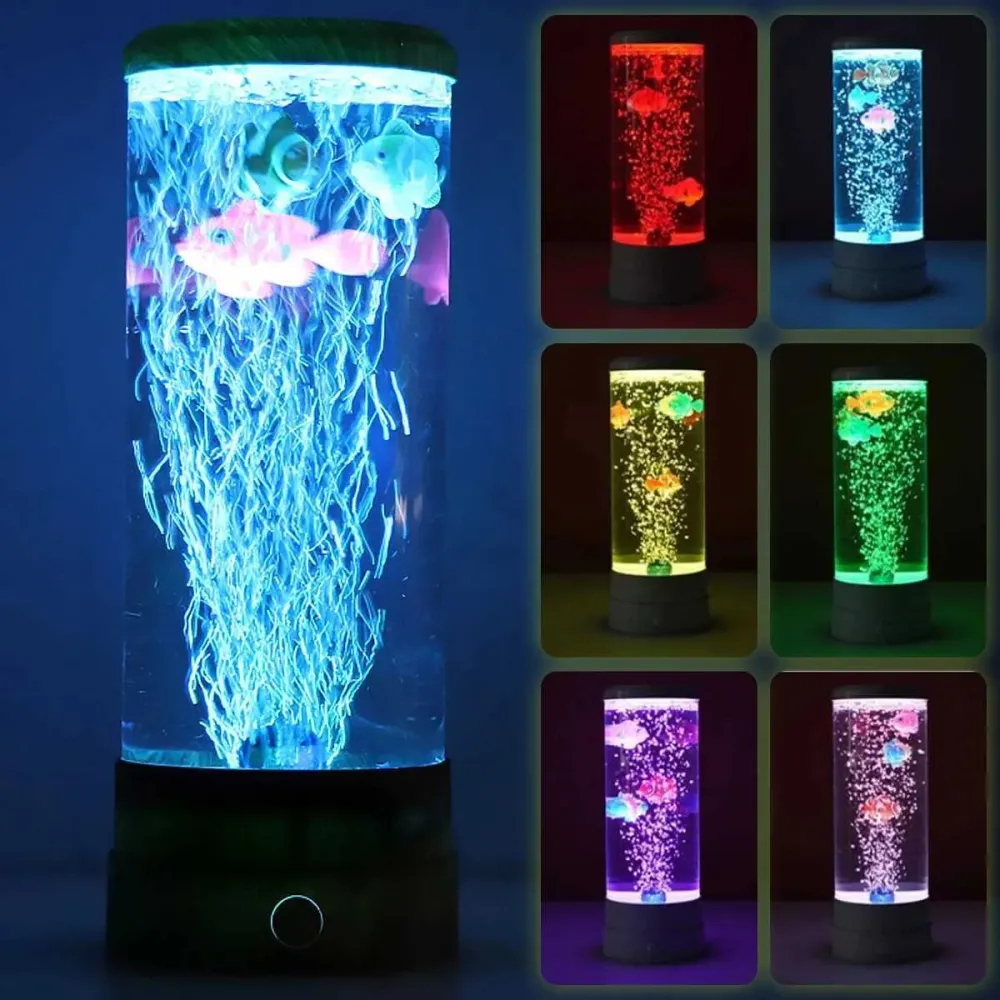 Akvarijum Lampa sa Plivajucim Ribama i RGB Svetlom