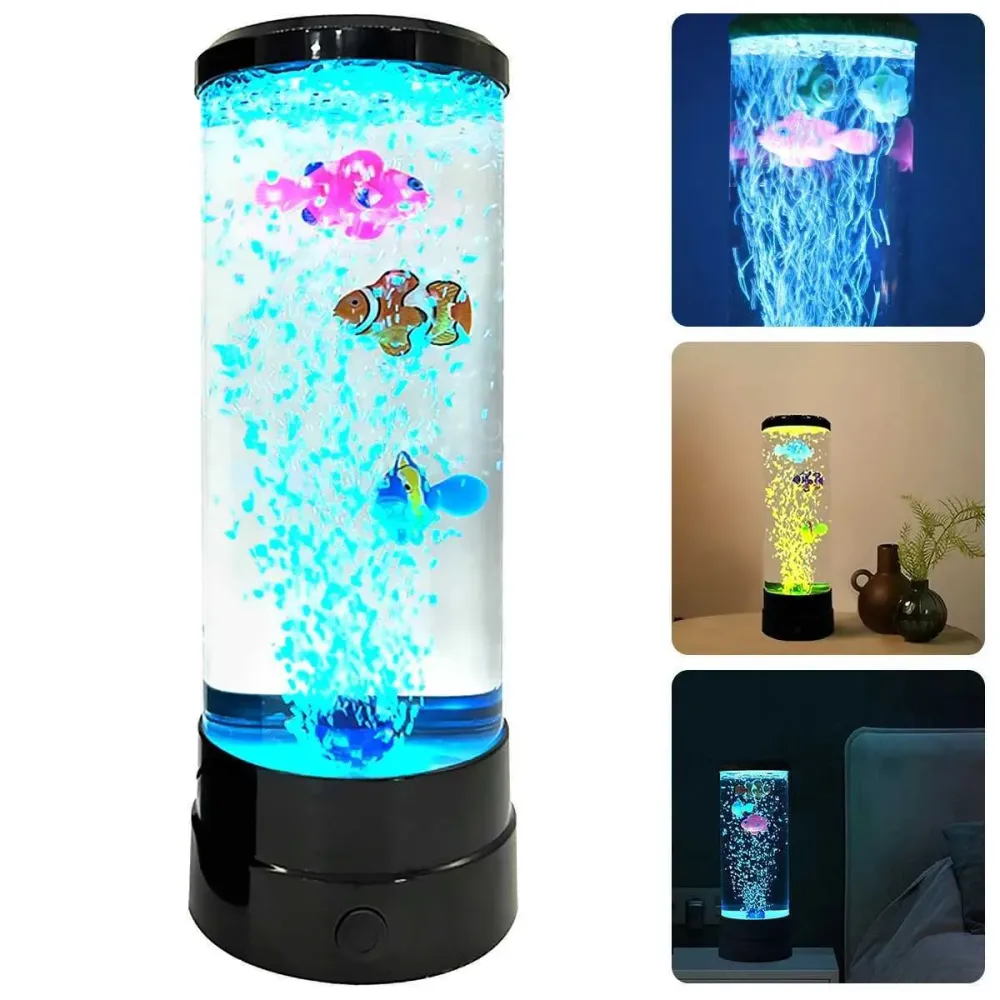 Akvarijum Lampa sa Plivajucim Ribama i RGB Svetlom
