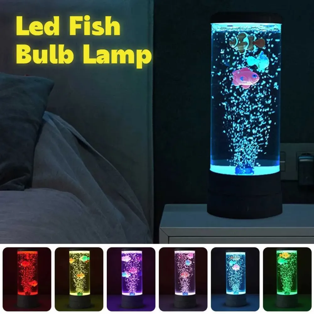 Akvarijum Lampa sa Plivajucim Ribama i RGB Svetlom