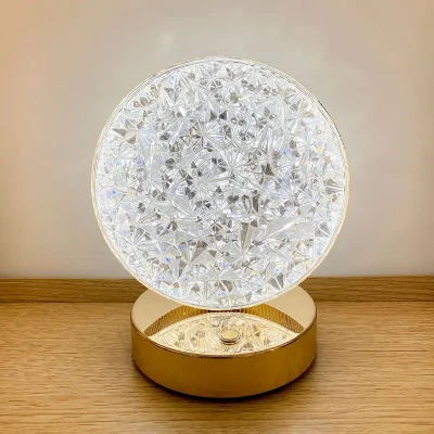 Kristalna Stona Lampa Zlatna Baza LED Dekoracija