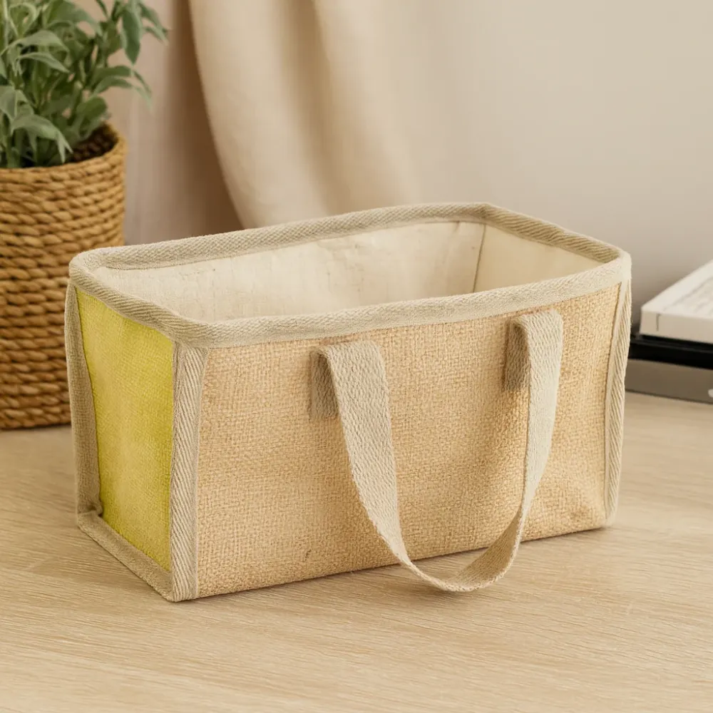 Košara za kupovinu od juta i pamuka – maslinasta 33x18x20cm