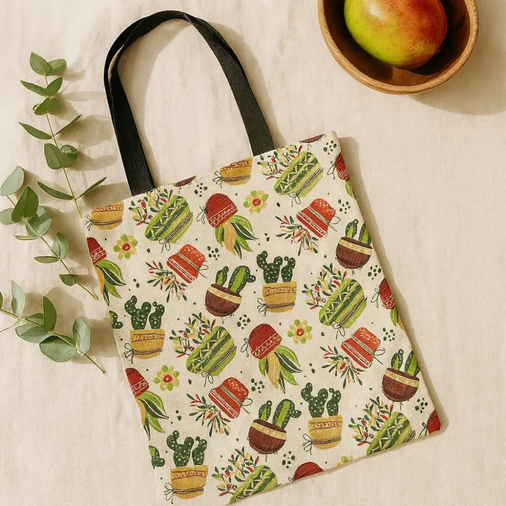 Torba za nošenje s printom kaktusa 40x34 cm s patentnim zatvaračem