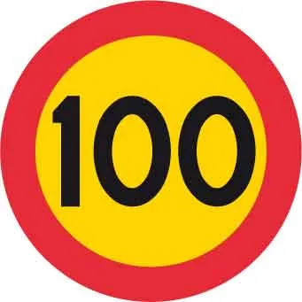 Znak zabrane, najveć dopuštena brzina 100 km/h, Ø 600 mm