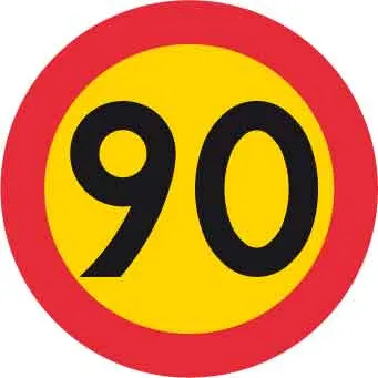 Znak zabrane, najveć dopuštena brzina 90 km/h, Ø 600 mm