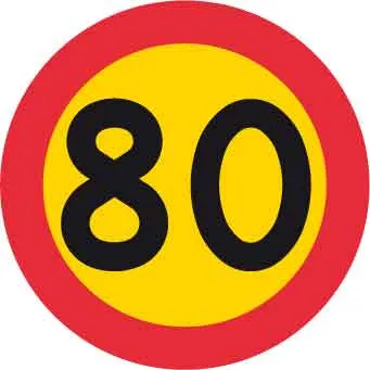 Znak zabrane, najveć dopuštena brzina 80 km/h, Ø 600 mm