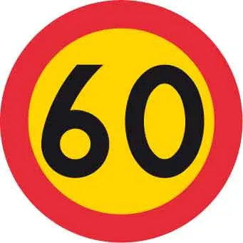 Znak zabrane, najveć dopuštena brzina 60 km/h, Ø 600 mm