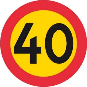 Znak zabrane, najveć dopuštena brzina 40 km/h, Ø 600 mm