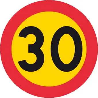 Znak zabrane, najveć dopuštena brzina 30 km/h, Ø 600 mm