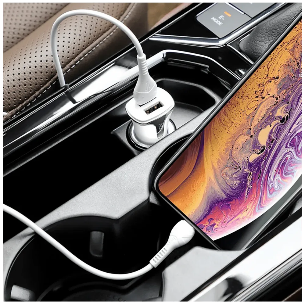 hoco. Auto punjač sa Lightning kabelom, QC, 2 x USB, 3.1 - Z31 Universe double port, Lightning