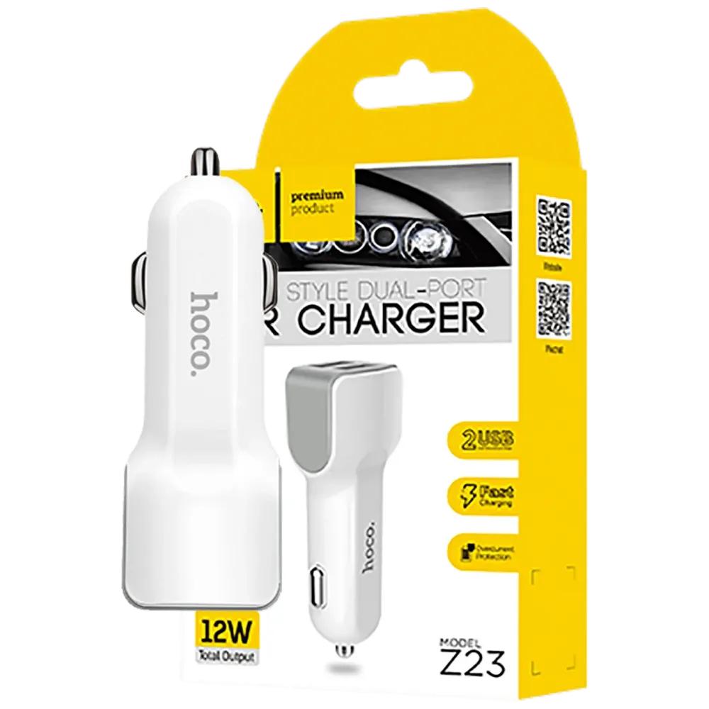 hoco. Auto punjač za smartphone, 2 x USB, 5V / 2.4 - Z23 Grand Style Dual port