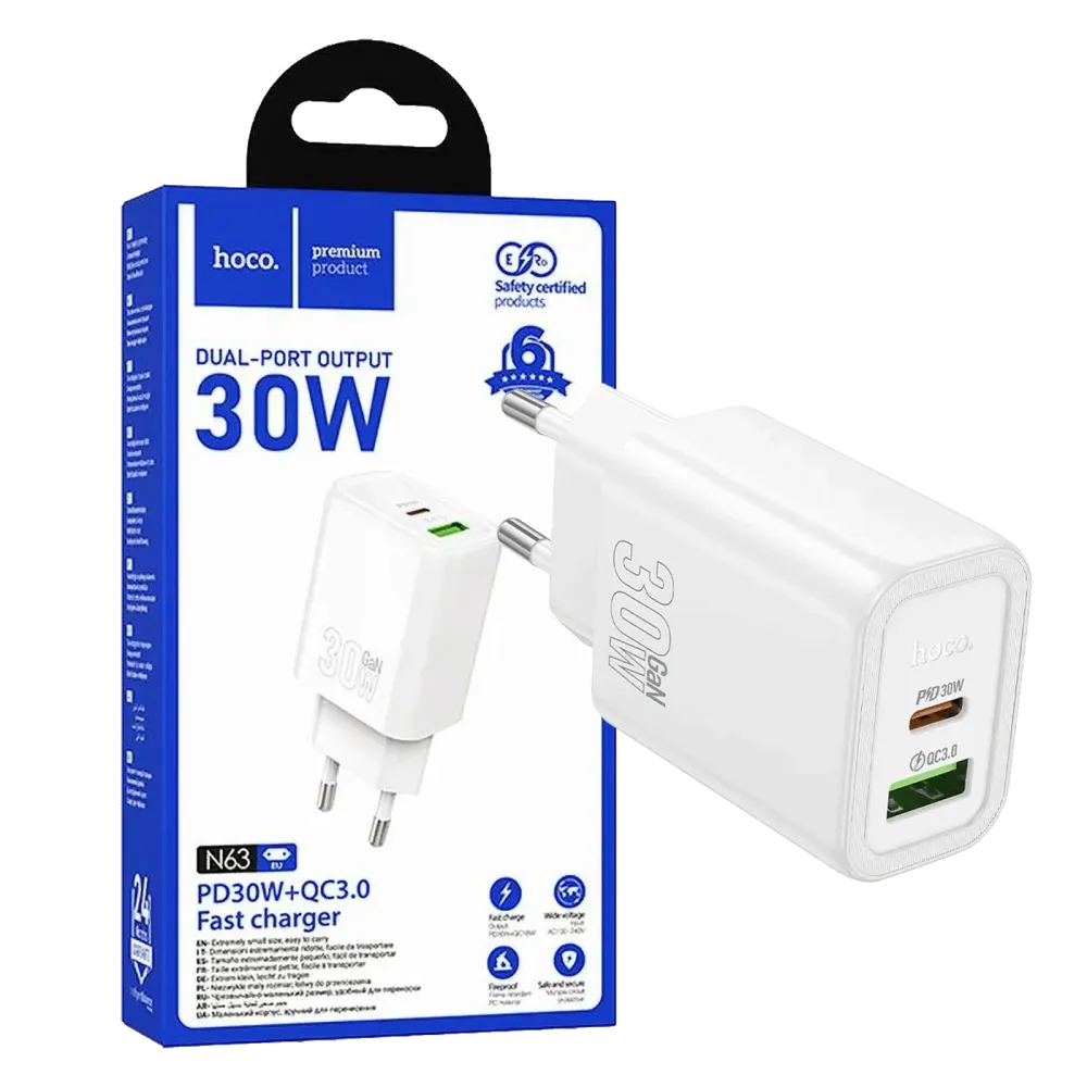 hoco. Punjač kućni, brzi, PD30W + QC3.0 - N63 Gentle