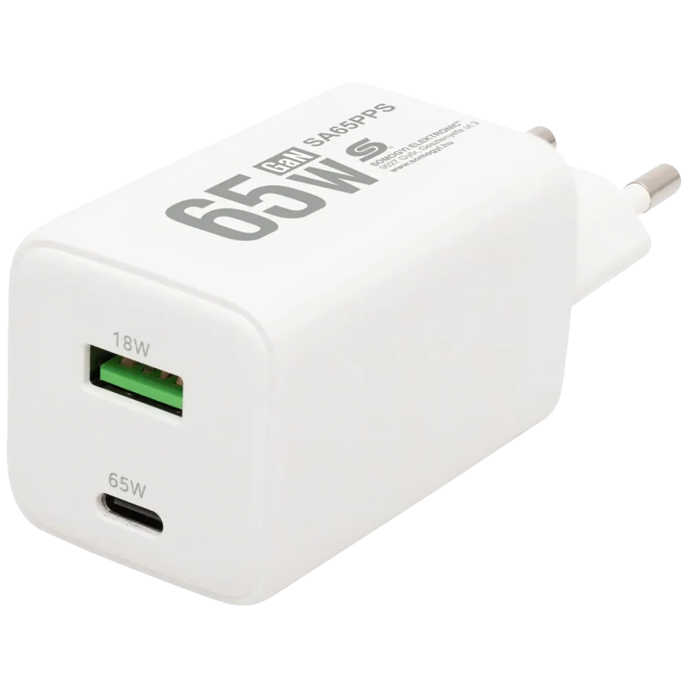 home Punjač kučni, brzi, 1 x USB-, 1 x UCB-C, 65W, GaN - SA65PPS