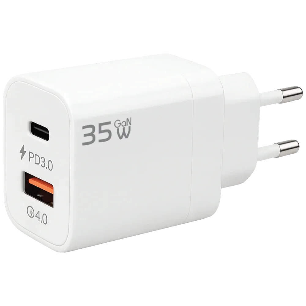 REDLINE Punjač kućni, 1 x USB-, 1 x USB-C, brzi, 35W, GaN - GL-35W-AC