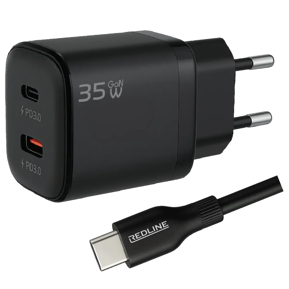 REDLINE Punjač sa USB-C kablom, 2 x USB-C, 35W - GL35CC+CC1M(60W)
