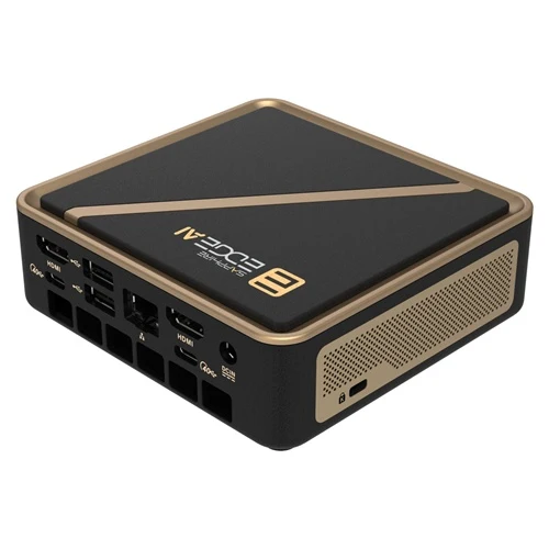 Mini / NUC računalnik Sapphire EDGE AI 370 črn/zlat – AMD Ryzen AI 9 HX 370, podpora do 96 GB DDR5, Radeon 890M, brez oper...