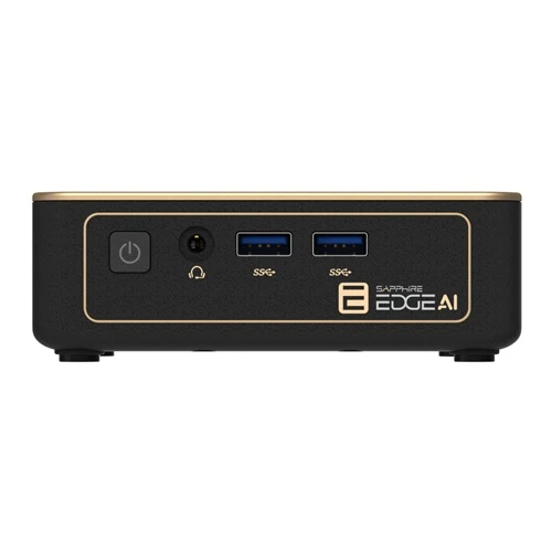 Mini / NUC računalnik Sapphire EDGE AI 370 črn/zlat – AMD Ryzen AI 9 HX 370, podpora do 96 GB DDR5, Radeon 890M, brez oper...