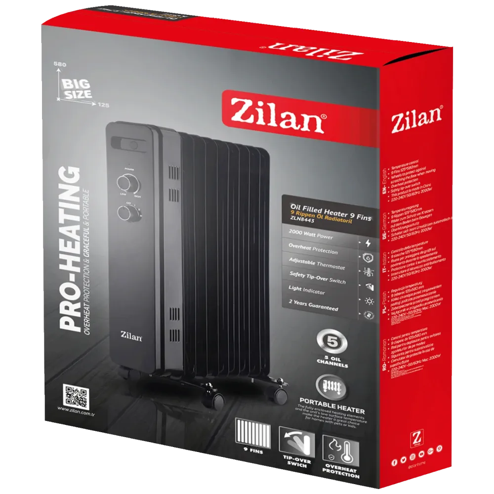 Zilan Radijator uljni, 2000 W, 9 rebara - ZLN8443
