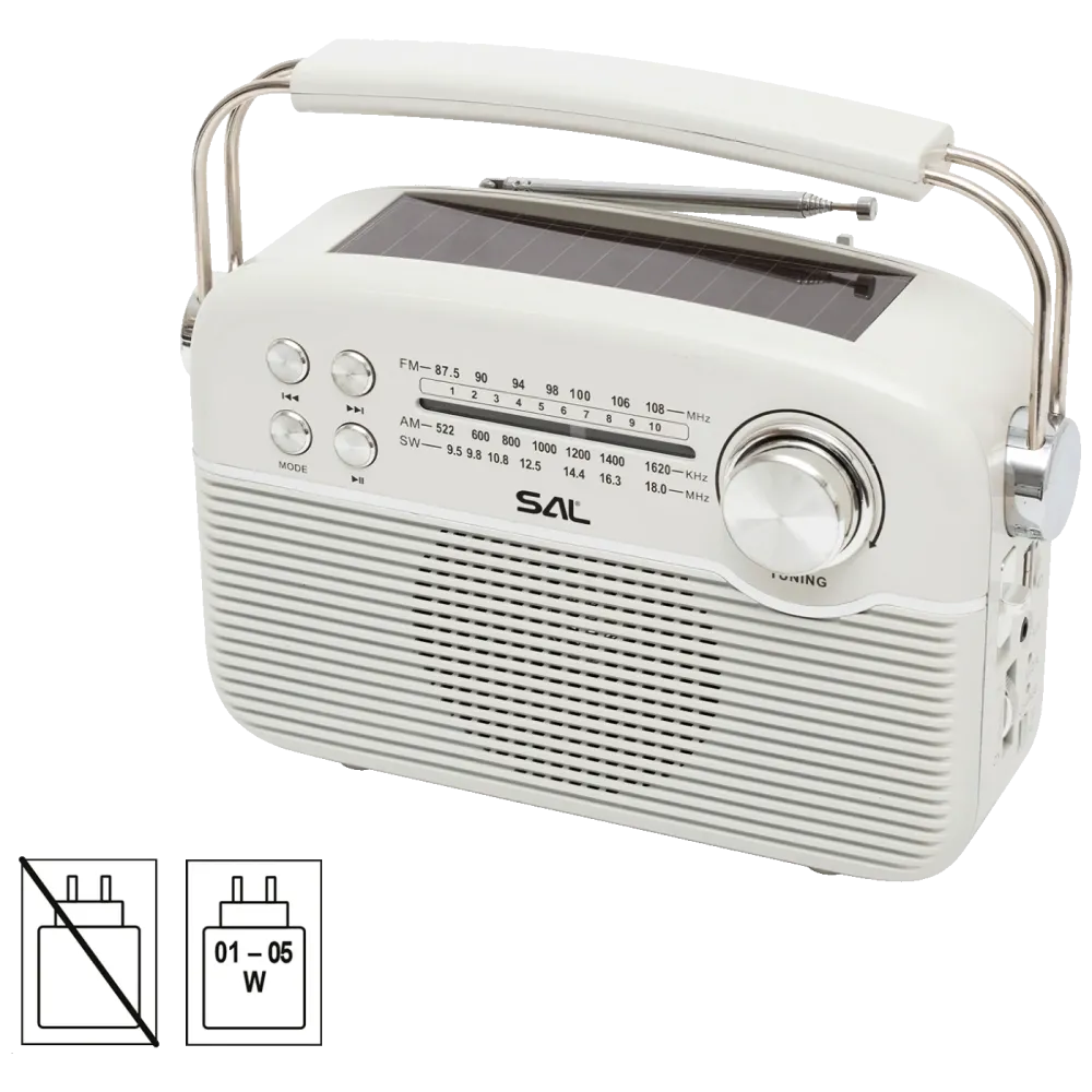 SAL Radio prijemnik sa solarnim napajanjem, FM-AM-SW, Bluetooth - RPR9