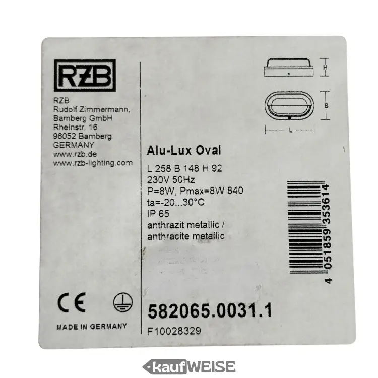 RZB Alu-Lux Ovalna LED zidna i stropna svjetiljka | 582065.0031.1