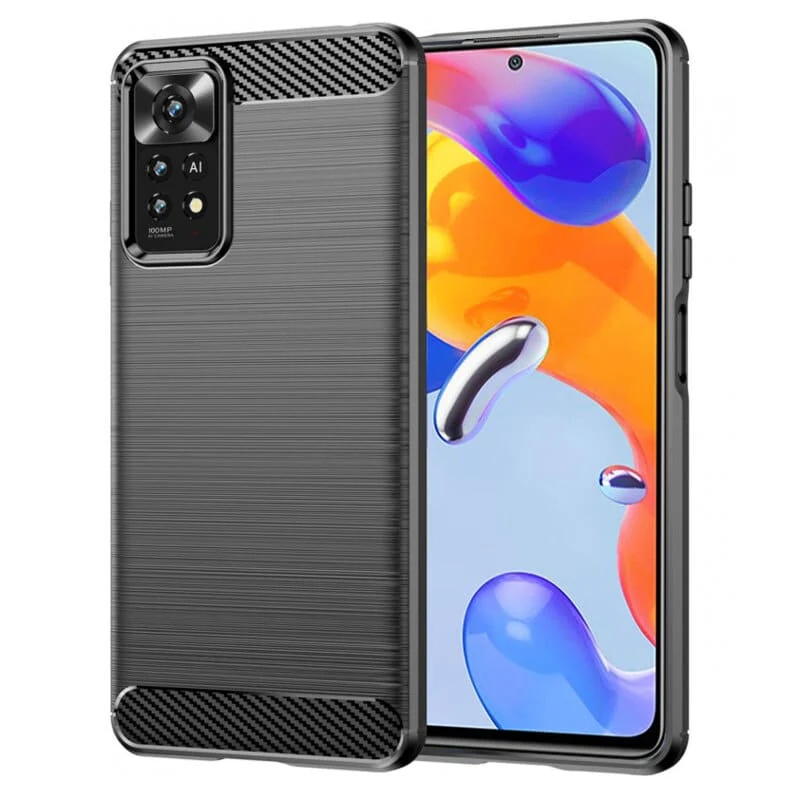 Techsuit - Carbon Silicone maska za Xiaomi Redmi Note 11 Pro 4G / Note 11 Pro 5G/ Note 12 Pro 4G/LTE - crna