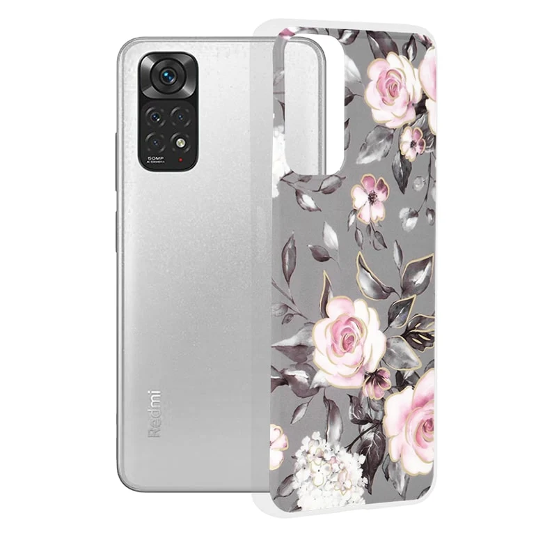 Techsuit Marble Series maska za Xiaomi Redmi Note 11 / Note 11S Bloom Ruth Gray