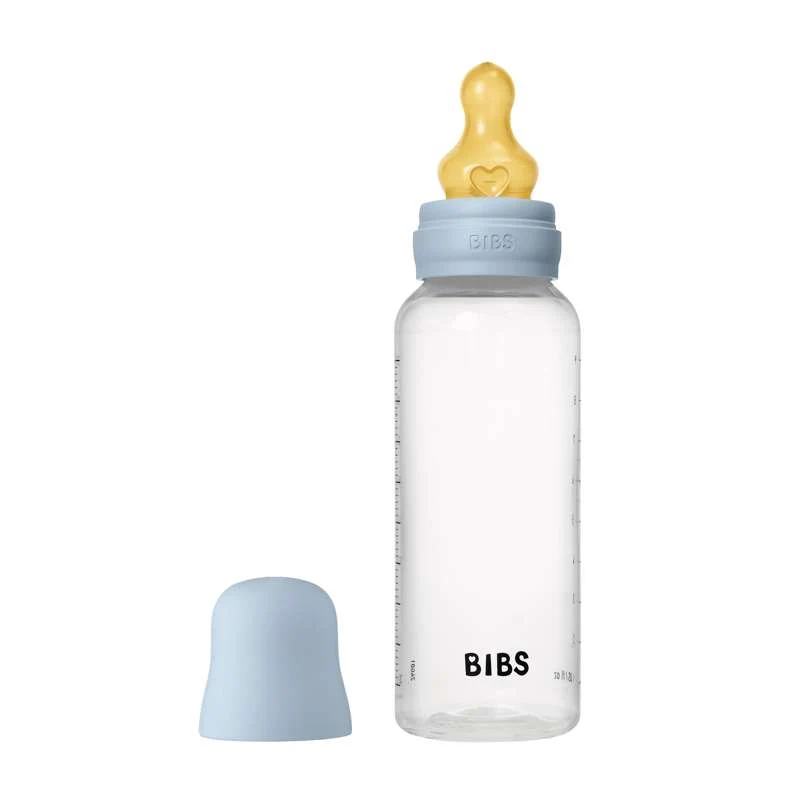 BIBS Bottle - Sutteflaskesæt - Plastik - Latex/Medium Flow/Rund - 270 ml. - Baby Blue