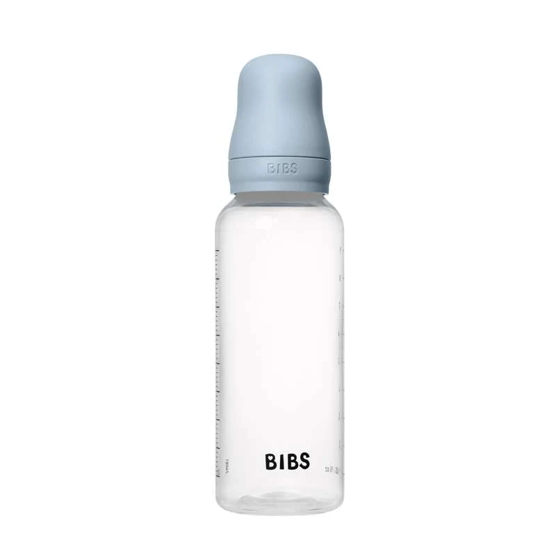 BIBS Bottle - Sutteflaskesæt - Plastik - Latex/Medium Flow/Rund - 270 ml. - Baby Blue