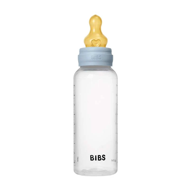 BIBS Bottle - Sutteflaskesæt - Plastik - Latex/Medium Flow/Rund - 270 ml. - Baby Blue