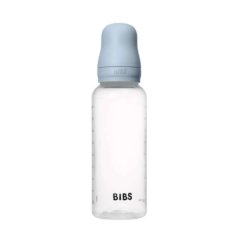 BIBS Bottle - Sutteflaskesæt - Plastik - Silikone/Medium Flow/Rund - 270 ml. - Baby Blue
