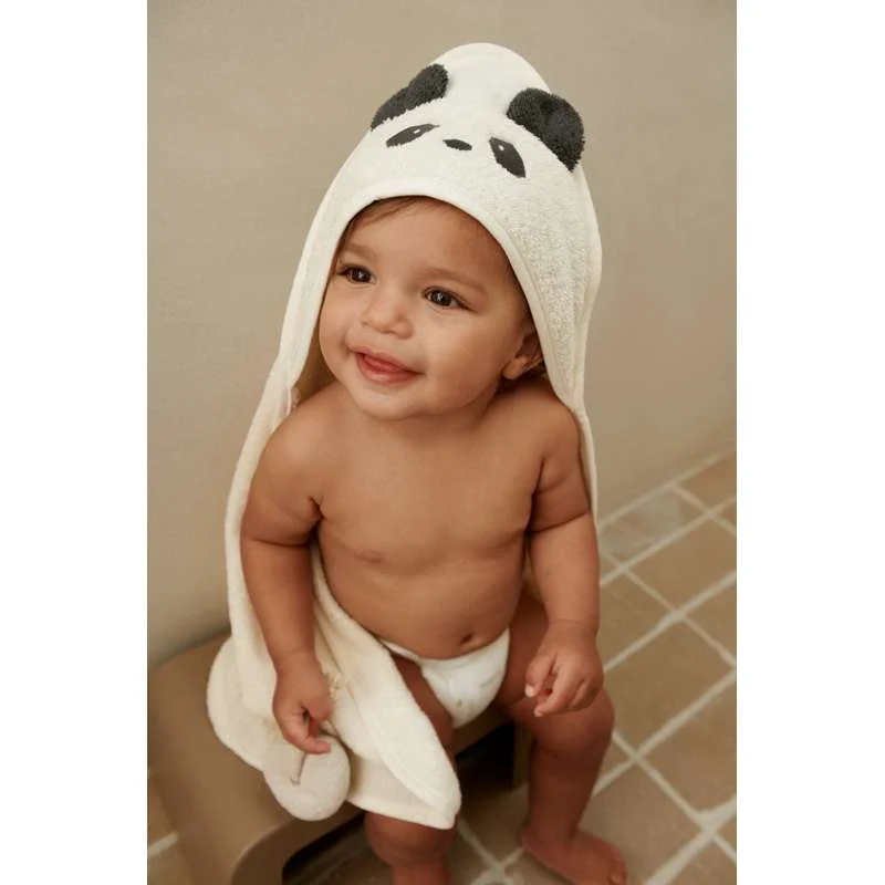 Liewood Albert Badehåndklæde s kapuljačom - Beba - Panda - Creme de la Creme