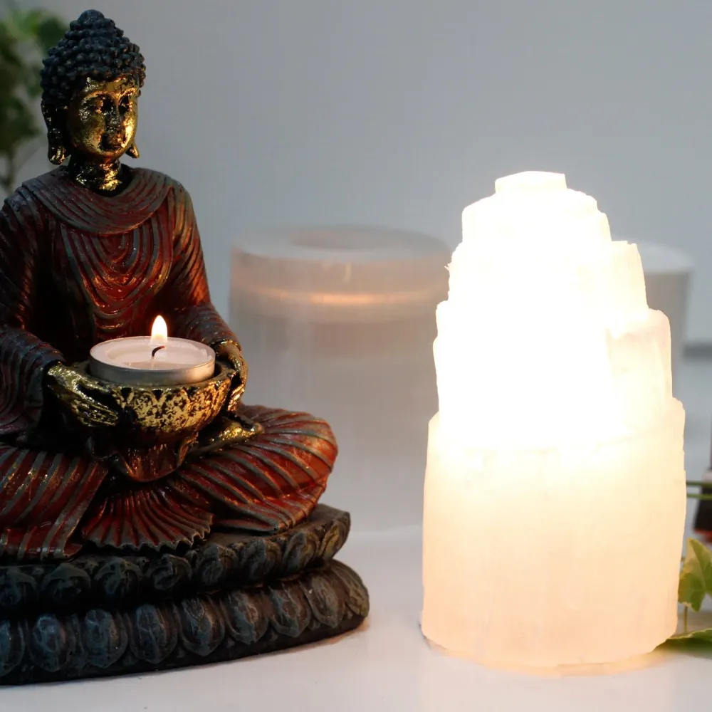 Selenit kristalna toranj lampa 15 cm