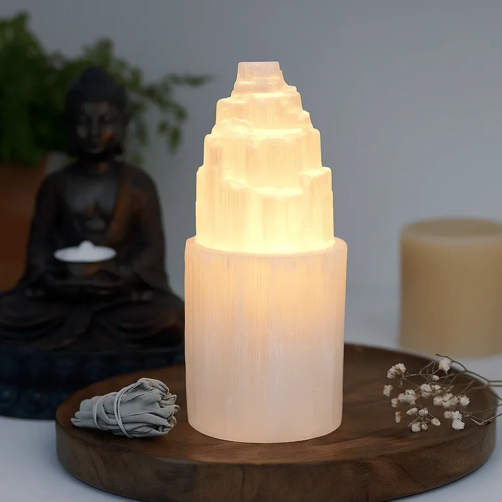 Selenitna stolna lampa 20 cm
