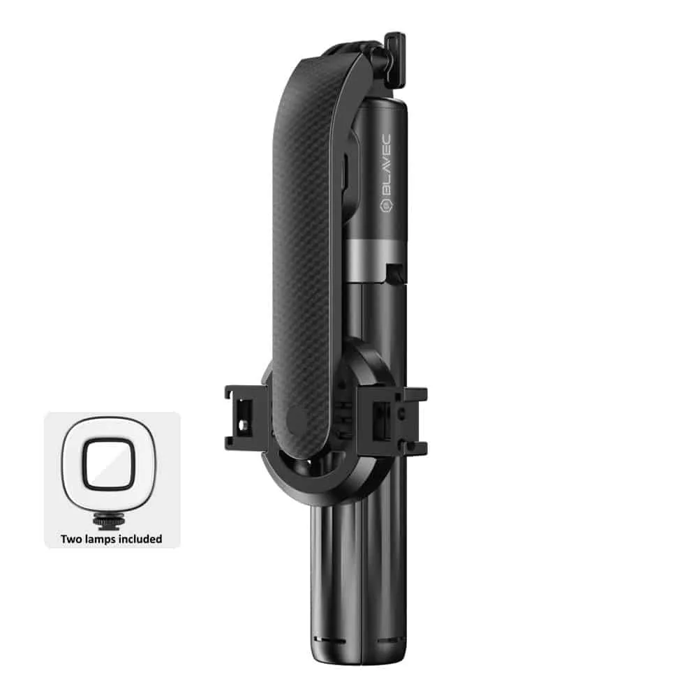 Blavec Selfie Stick Aluminium Fusion P07 Magsafe stativ + daljinski upravljač + 2 lampe 140 cm crni