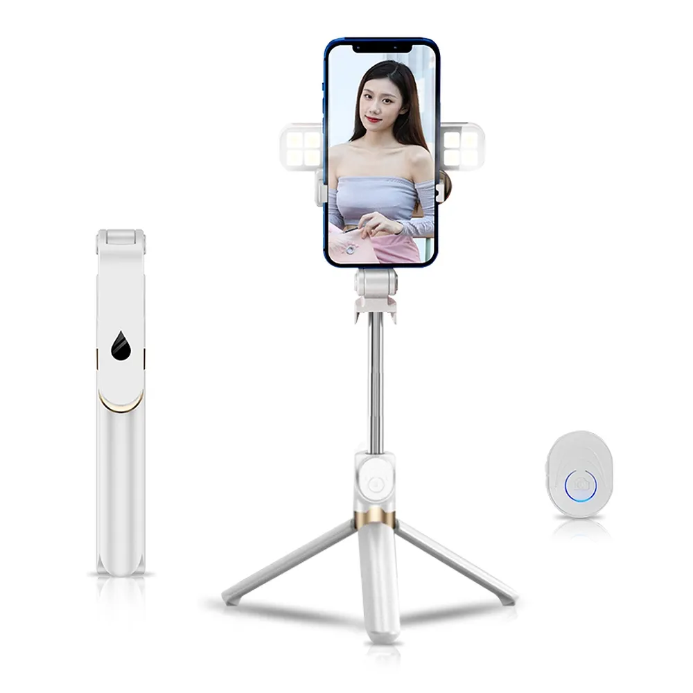 Set / selfie držč s bluetooth daljinskim upravljačem i stativom LED RING SSTR-20 bijeli