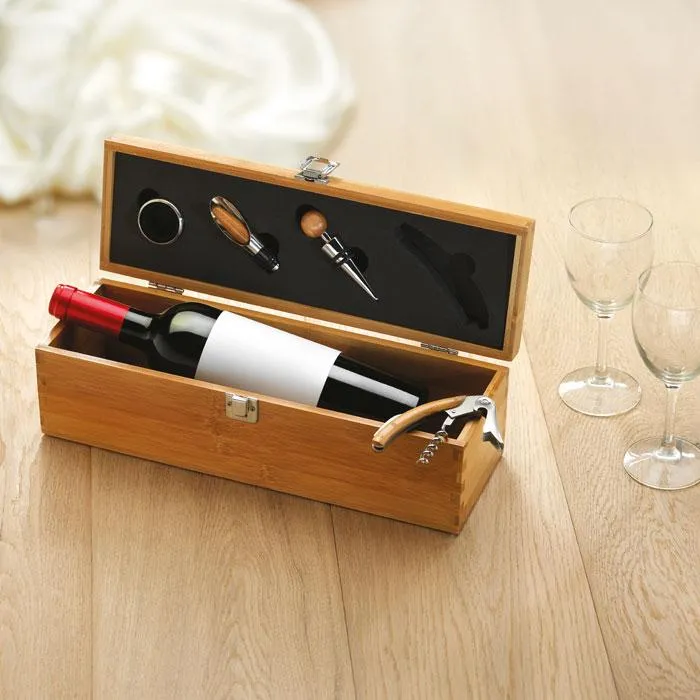 Set za vino u luksuznoj poklon kutiji od bambusa