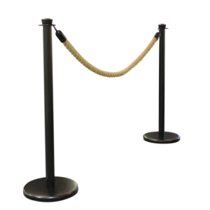 Crni set stupić i užeta - Luxor - (2x crni stupići + 1x 150cm uže od konoplje)